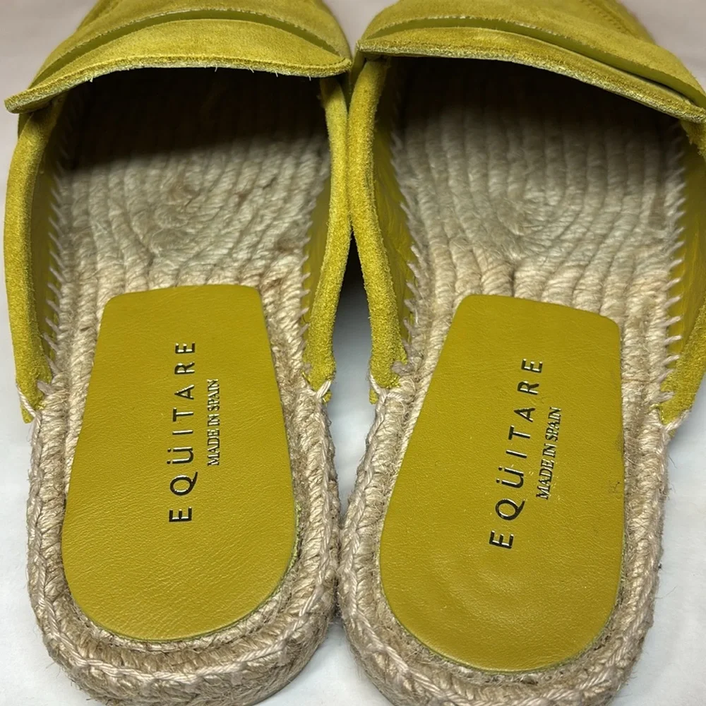 Equitare NWOB Leather Slip-On Espadrille Lime Green Mules EU Size 36, US Size 6